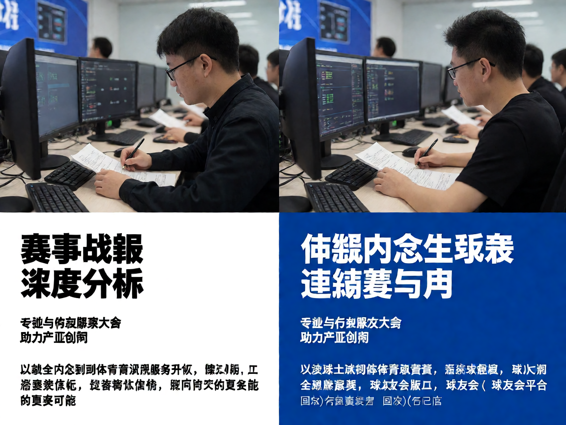体育资讯编辑团队工作场景,撰写赛事报道和深度分析